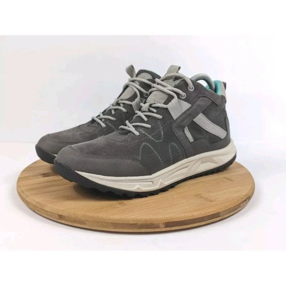 Geox Respira Womens 10.5 Grey‎ Suede Mid Top Hiking Walking Sneakers Shoes
